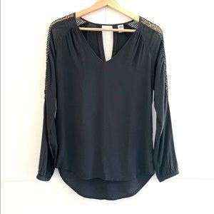 Old Navy Grey Blouse Top XS Women's Crochet Detail High Low Tunic